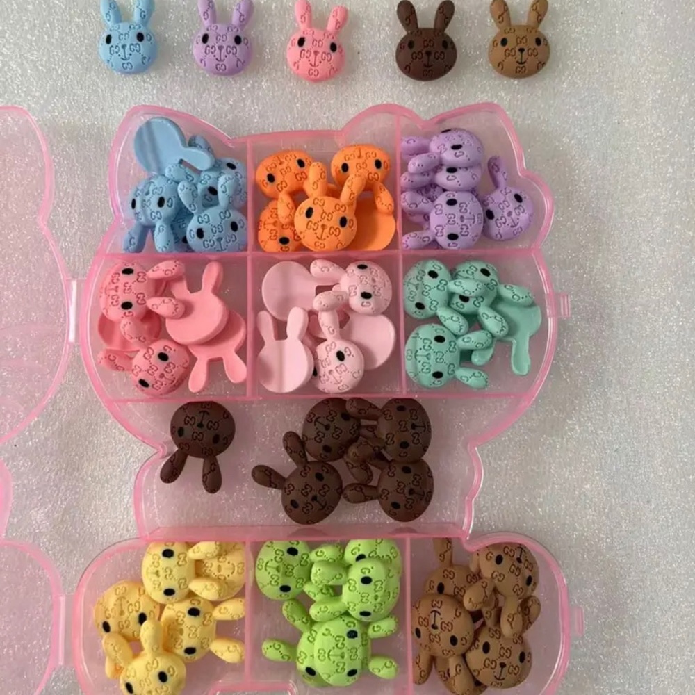 (50pcs) kawaii nails charm , bunny charm,luxury nails charm, nail tech charm box